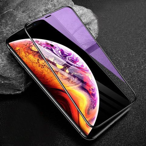 Per iPhone 11 Pro / XS / X mocolo Pellicola in vetro temperato anti-blu-ray 0,33mm 9H 3D con bordo arrotondato, iPhone XS / X
