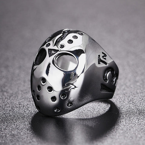 Anello in acciaio al titanio da uomo con maschera punk gotico rock stile Europa e America, misura USA: 11, diametro: 20,7 mm, perimetro: 65 mm, Diametro: 20.7mm