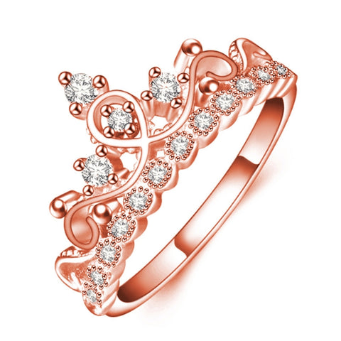 Anello con zirconi placcati in oro rosa a forma di corona della principessa regina, misura USA: 5, diametro: 15,7 mm, perimetro: 49,3 mm, 5