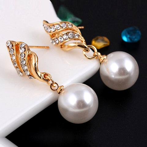 Set di gioielli (1 paio di orecchini e 1 collana inclusa) Collana e orecchini eleganti con ciondolo di perle e strass, Oro, Argento