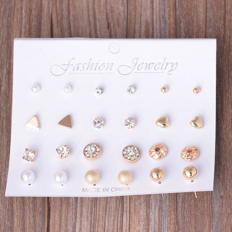 Set da 12 paia Set di gioielli con orecchini multipli assortiti con carta per donne e ragazze (Argento), Gold, Silver
