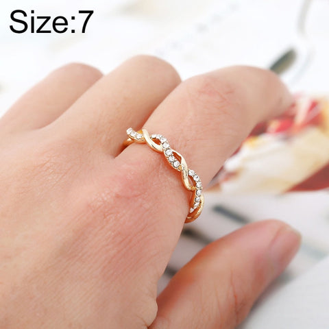 Anello modellante twist con strass completo da donna, semplice ed elegante (formato USA: 7), US Size:7