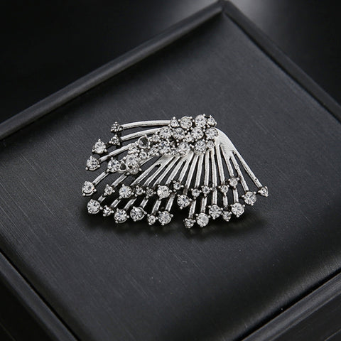 1 pz Orecchini a lobo asimmetrici a forma di ventaglio con fiore in argento a forma di diamante da donna - Novalix Store