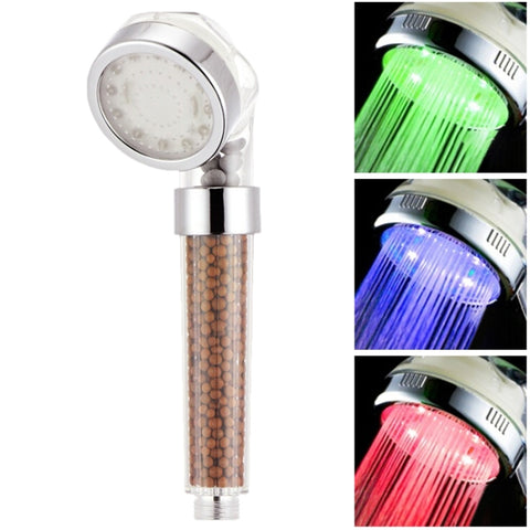 SDS-A23 Soffione doccia LED RGB con sensore di temperatura ABS a 15 LED, ioni negativi, dimensioni: 23 x 6,5 x 5,8 cm, interfaccia: 20 mm, SDS-A23