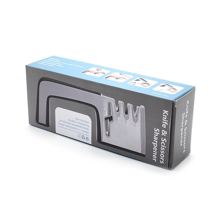 4-in-1 Stainless Steel Knife Sharpener with Non-Slip Handle