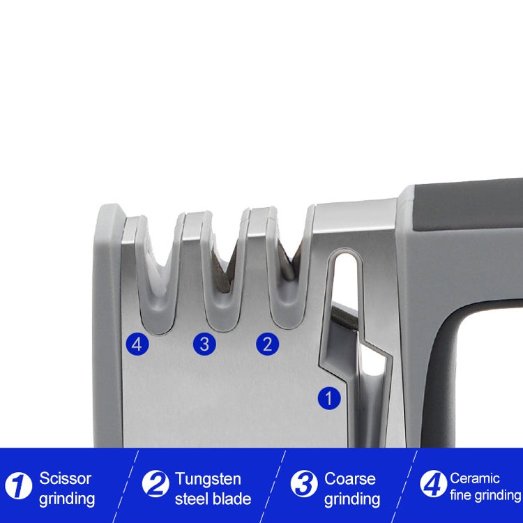 4-in-1 Stainless Steel Knife Sharpener with Non-Slip Handle