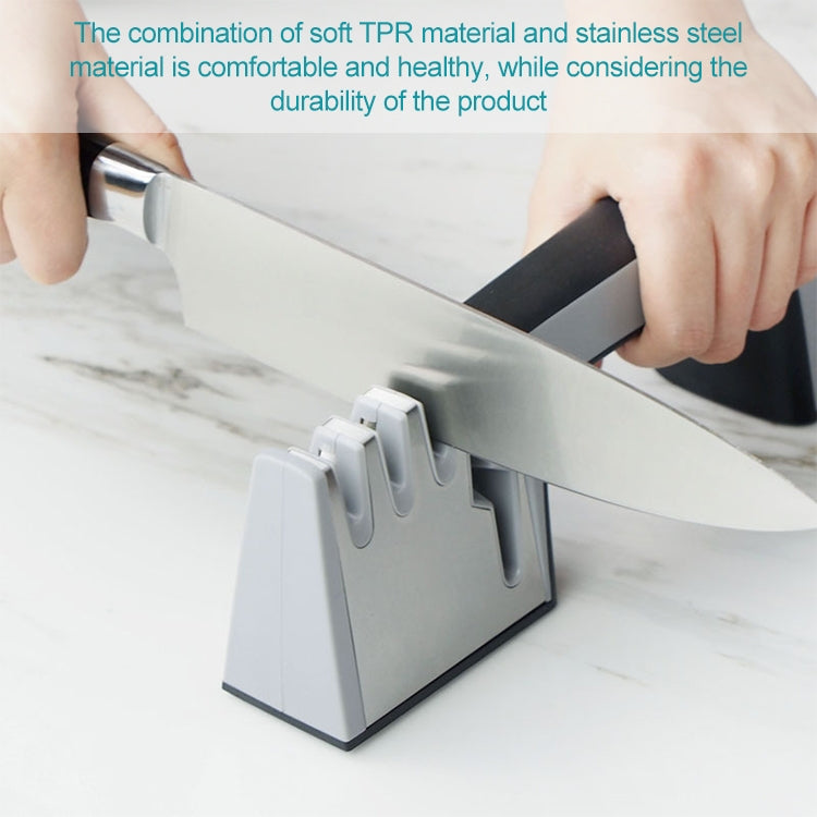 4-in-1 Stainless Steel Knife Sharpener with Non-Slip Handle