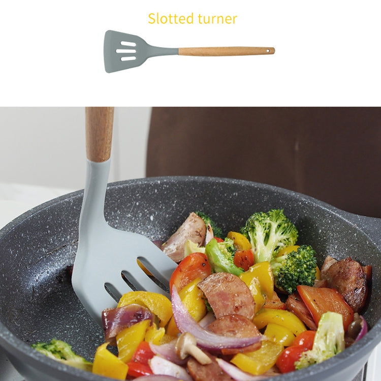 Utensili da cucina per pala da cucina resistente al calore con manico in legno di silicone, Leak Shovel