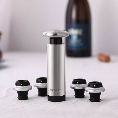 Set di tappi per la conservazione del vino rosso Xiaomi Youpin CircleJoy in acciaio inossidabile, stile: 4 tappi in una pompa, 4 Stoppers in One Pump