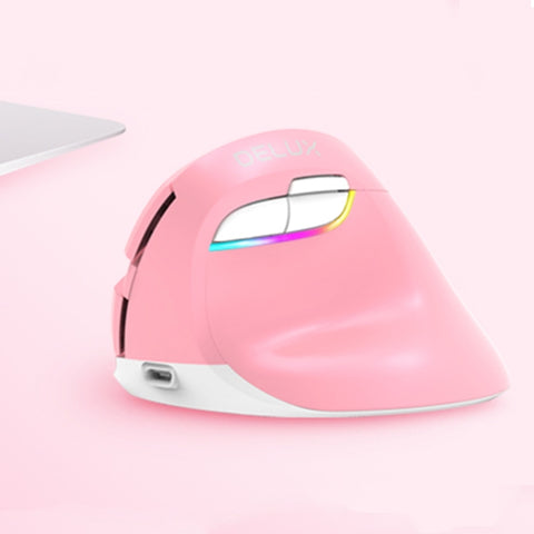 DELUX M618 Mini 2.4G Wireless 2400 DPI USB ricaricabile ergonomico mouse verticale, M618 Pink, M618 Grey