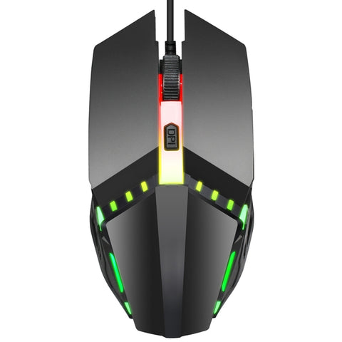 Mouse da gioco cablato luminoso colorato HXSJ S200 USB 2.0 1600 dpi regolabile a 4 tasti, lunghezza: 1,5 m
