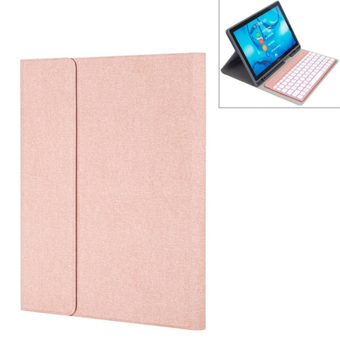 HW108A Tastiera Bluetooth in plastica magnetica retroilluminata staccabile e colorata + custodia per tablet in TPU con motivo in seta per Huawei MediaPad M5 10.8 Pro / 10.8, con slot per penna e staffa