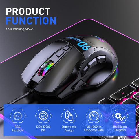 Mouse da gioco MKESPN X10 RGB cablato con 9 pulsanti e macro ad alta