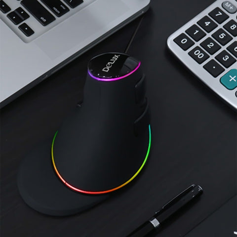DELUX M618 Plus Mouse ottico cablato RGB Mouse verticale ergonomico 4000 DPI, 4000DPI Wired