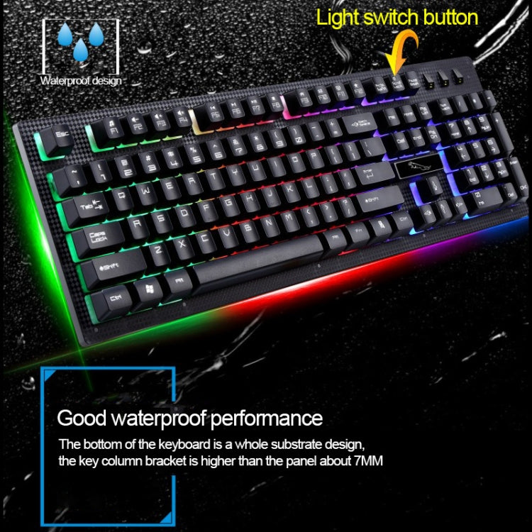 ZGB G20 1600 DPI Tastiera a sospensione meccanica professionale cablata luminosa + kit mouse ottico per laptop, PC