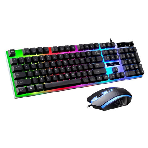 ZGB G21 1600 DPI Professionale Wired Retroilluminazione colorata Tastiera a sospensione meccanica + Kit mouse ottico per laptop, PC