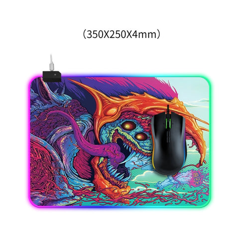 Tappetino per mouse illuminato con motivo Computer Monster, dimensioni: 35 x 25 x 0,4 cm, 35 x 25 x 0.4cm