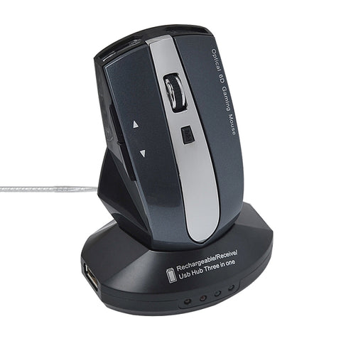 Mouse ottico ricaricabile wireless MZ-011 da 2,4 GHz 1600 DPI con funzione HUB, Blue, Silver, Black, Black Silver, White + Royal Blue, Pearl White