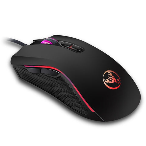 HXSJ A869 Gioco cablato luminoso colorato Mouse ottico ergonomico regolabile a 7 tasti 3200 DPI, A869