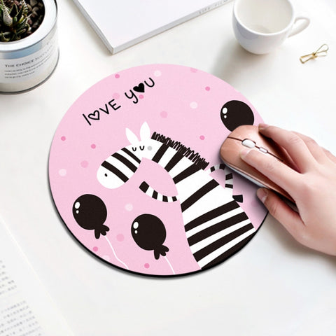 Tappetino per mouse circolare con motivo zebrato, diametro: 22 cm, Zebra