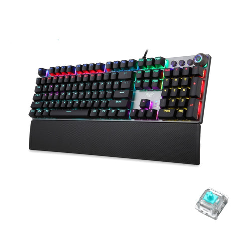 Tastiera da Gioco USB Cablata F2088 con Interruttori Meccanici Blu,
