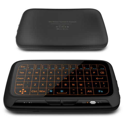 Mini tastiera wireless H18+ da 2,4 GHz, touchpad completo con retroilluminazione regolabile a 3 livelli (nero), tastiera retroilluminata H18+