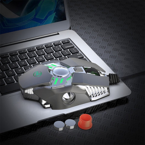 HXSJ J200 Mouse meccanico programmabile per e-sport cablato a 7 tasti con luce