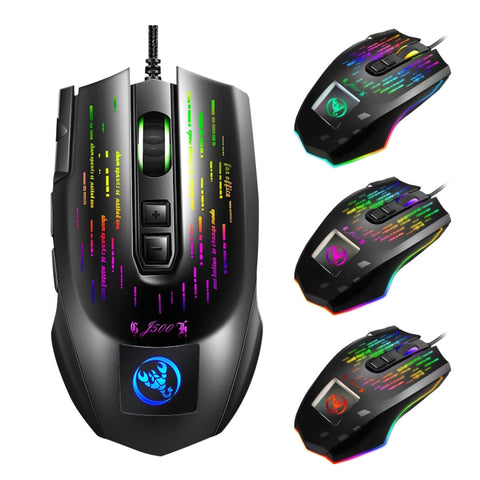Souris filaire pour jeu avec écran programmable RGB HXSJ J500 à 7 tons, J500
