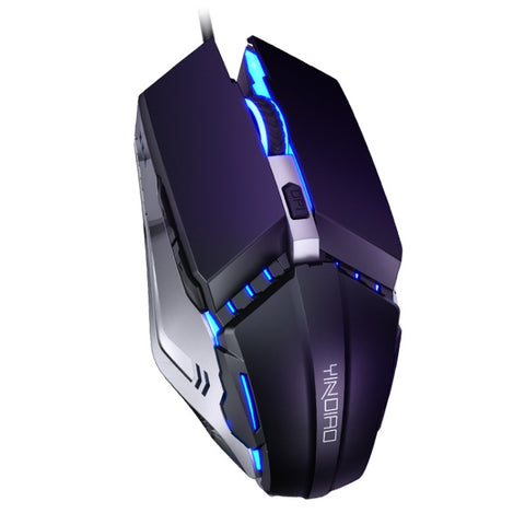 Souris cablato meccanico muto USB da ufficio a 6 tasti YINDIAO, Souris muette (Noir)
