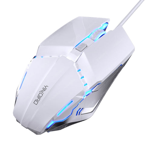 Souris cablato meccanico muto USB da ufficio a 6 tasti YINDIAO, Souris muette (Blanc)
