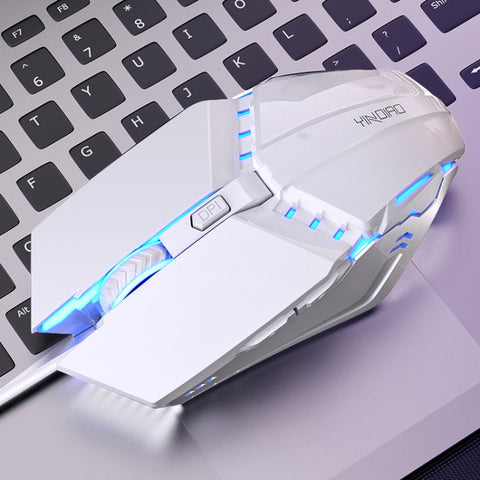 Souris cablato meccanico muto USB da ufficio a 6 tasti YINDIAO, Souris muette (Blanc)