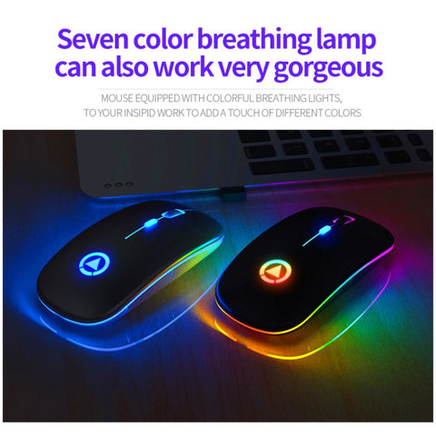 YINDIAO A2 BT3.0 + BT5.0 + 2.4GHz 1600DPI Mouse Bluetooth silenzioso wireless con luce RGB regolabile in 3 modalità, Bluetooth ver.
