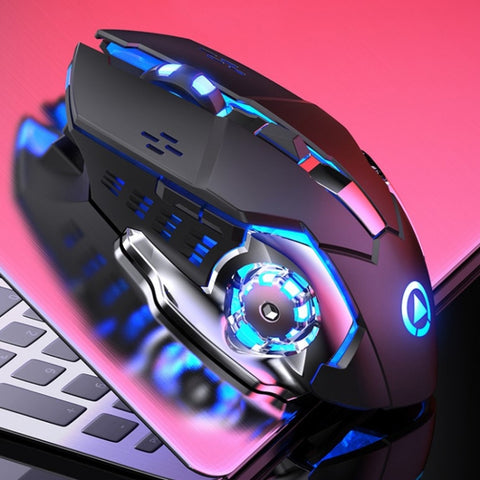 YINDIAO A4 2.4GHz 1600DPI Mouse da gioco silenzioso wireless ricaricabile regolabile in 3 modalità (Grigio Argento), Nero Argento
