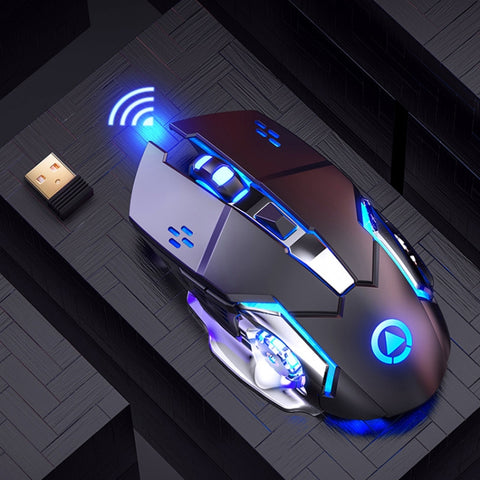 YINDIAO A4 2.4GHz 1600DPI Mouse da gioco silenzioso wireless ricaricabile regolabile in 3 modalità (Grigio Argento), Nero Argento