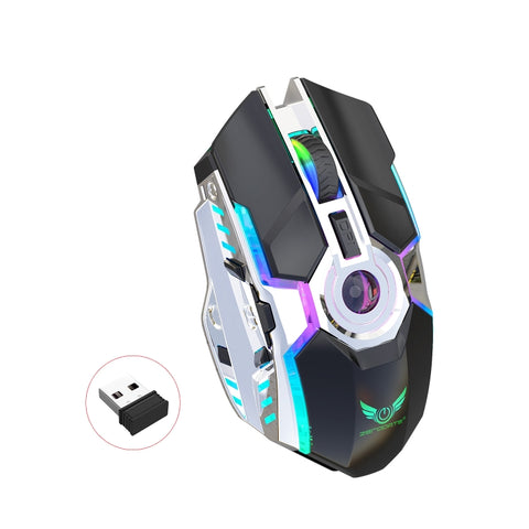 Mouse ottico wireless con retroilluminazione RGB regolabile a tre velocità ZERODATE T30 da 2,4 GHz 2400 DPI, T30 Black, T30 White