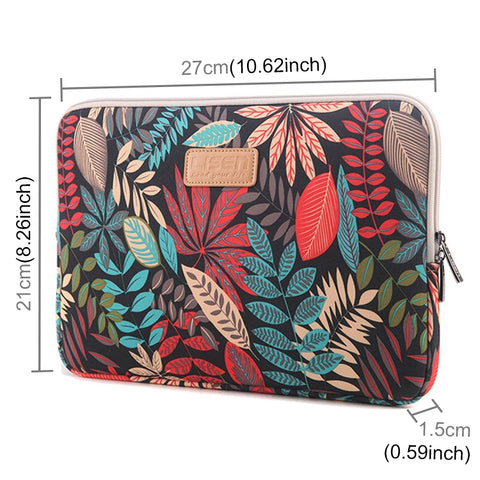 Lisen Custodia a maniche da 10 pollici Borsa da trasporto con cerniera e foglie colorate per iPad Air 2, iPad Air, iPad 4, iPad New, Galaxy Tab A 10.1, Lenovo Yoga 10.1 pollici, Microsoft Surface Pro 10.6, laptop/tablet da 10 pollici e inferiori, 10 inch