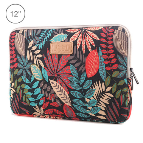 Lisen Garde-robe de 12 pouces avec cerniers et feuilles colorées Sac de transport pour iPad, Macbook, Samsung, Lenovo, Sony, DELL Alienware, CHUWI, ASUS, HP, ordinateur portable/tablette de 12 pouces et inférieurs, 12 pouces
