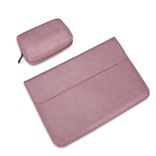 PU01S Borsa interna per laptop con fibbia magnetica invisibile orizzontale in pelle PU per laptop da 15,4 pollici, con borsa piccola, 15.4 inch with Small Bag