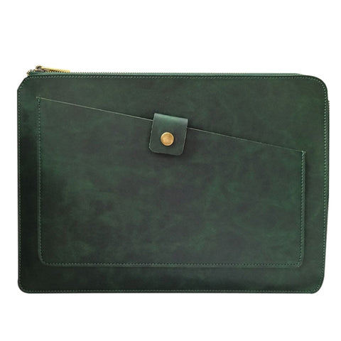 Borsa universale per tablet portatile da lavoro in vera pelle con cerniera per 15,4 pollici e inferiori, 15.4 inch