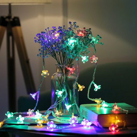 Luce decorativa natalizia con fiori di ciliegio da 3 m e 20 LED, alimentata a batteria, 3m Colorful Light, 3m Warm White Light