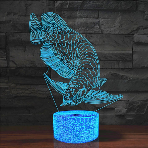 Lampada da tavolo con luce di visione a LED colorata 3D a forma di pesce, versione Crack Touch, Crack Touch Version