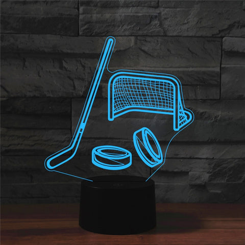 Lampada da tavolo luminosa a LED colorata 3D a forma di hockey su ghiaccio, versione touch di ricarica, Charging Touch Version