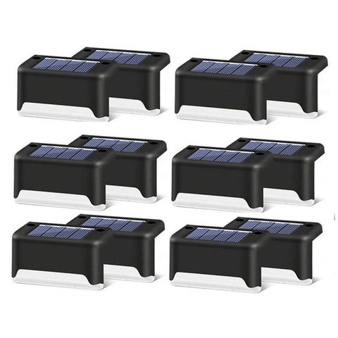 Lampada da giardino impermeabile IP65 per scala esterna a LED ad energia solare da 12 pezzi, luce bianca calda, 12 PCS Nero, 12 PCS Marrone