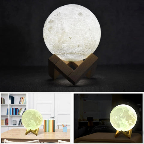 Luce notturna a risparmio energetico LED con ricarica USB con base di supporto in legno, Touch 2 colori (15 cm), Touch 7 colori (15 cm)