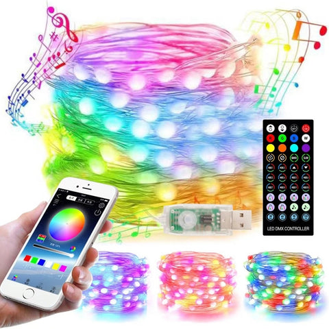 Decorazione natalizia Telecomando USB con filo di rame e controllo APP mobile Bluetooth, Lunghezza: 5 m 50 LED, Remote Controller & APP Control, Length: 5m 50 LEDs