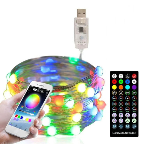 Decorazione natalizia Telecomando USB con filo di rame e controllo APP mobile Bluetooth, Lunghezza: 5 m 50 LED, Remote Controller & APP Control, Length: 5m 50 LEDs