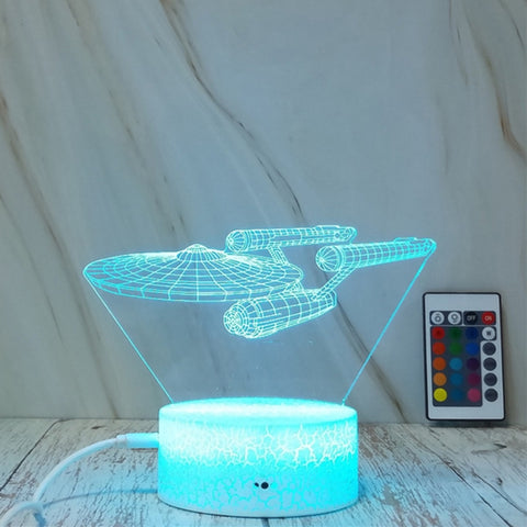 Forma di astronave Creativa Crack Touch Dimming Luce notturna decorativa colorata 3D con telecomando, Spaceship Shape