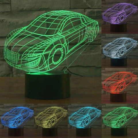 Lampada da scrivania con lampada stereo visiva creativa a 7 colori, luce notturna, Car Style