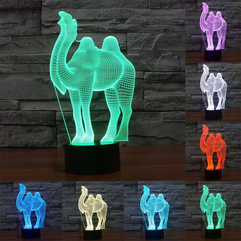 Lampada da scrivania con lampada stereo visiva creativa a 7 colori, luce notturna, Camel Style