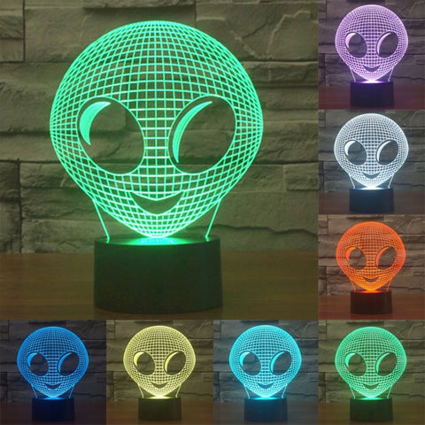 Lampada da scrivania con lampada stereo visiva creativa a 7 colori, luce notturna, Alien Style